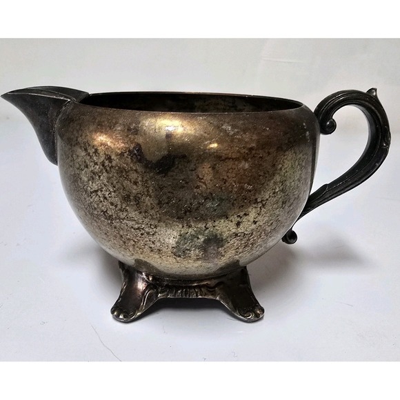 Antique William Rodgers Silver Plated Copper Footed Creamer - Picture 2 of 8